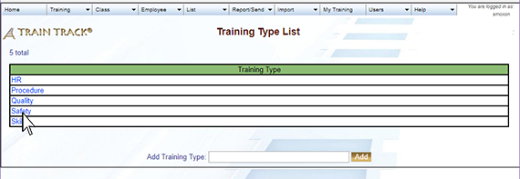 Select training type